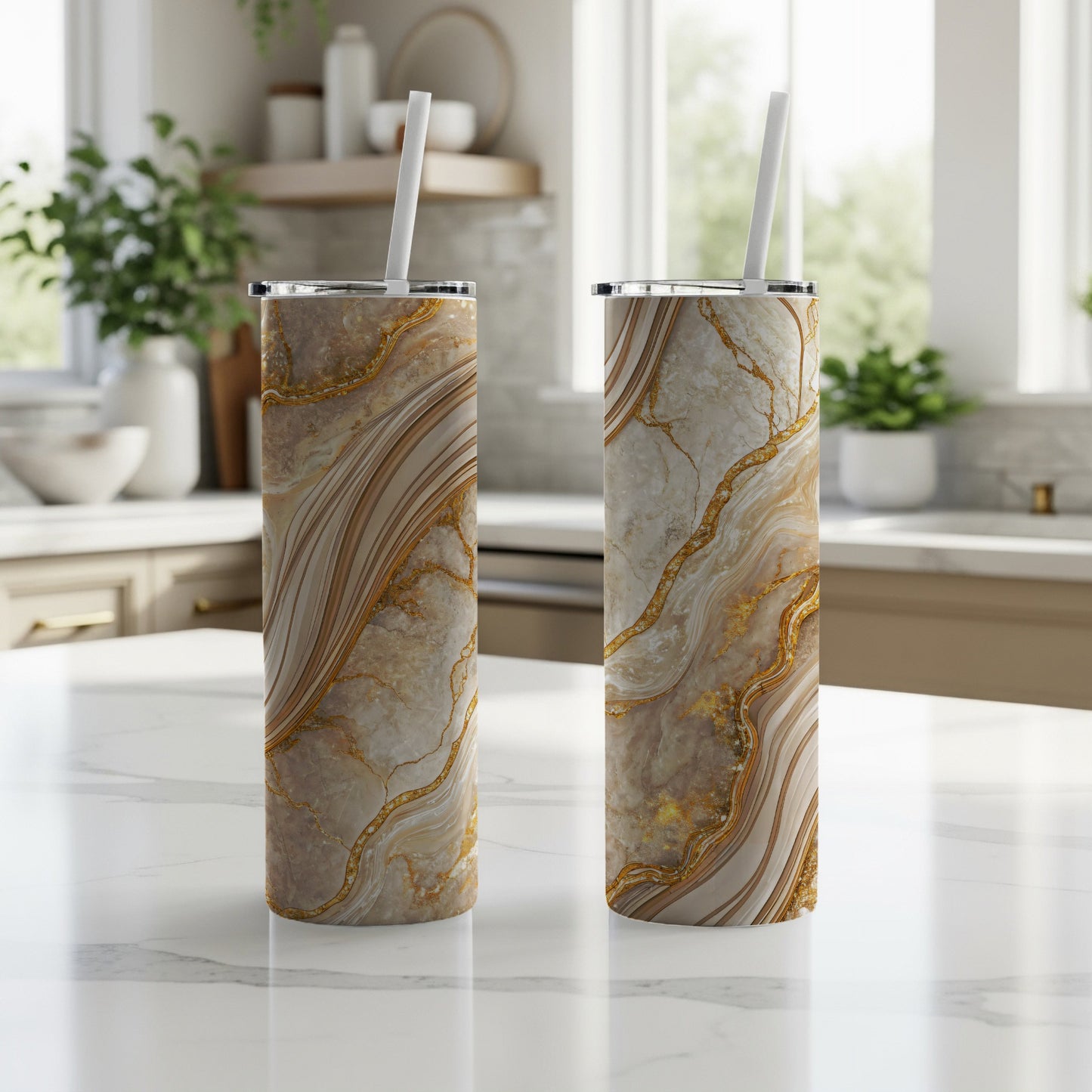 Elegant Swirl Design Stainless Steel Tumbler Cup