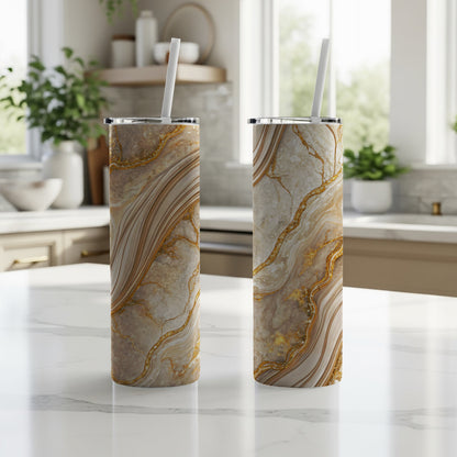 Elegant Swirl Design Stainless Steel Tumbler Cup