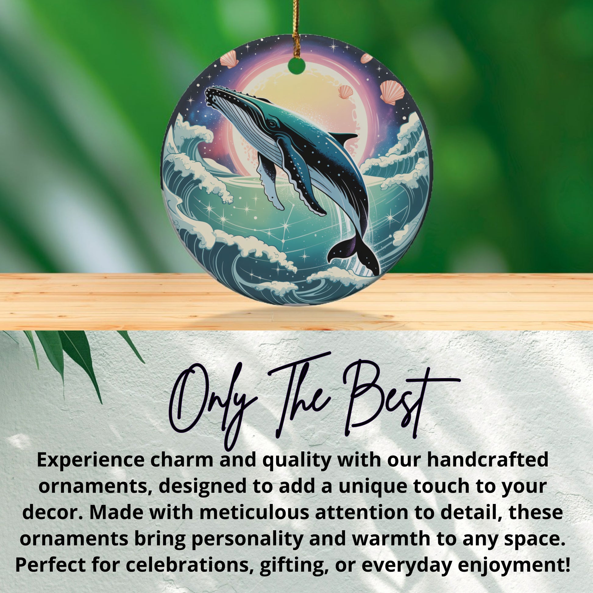 Handcrafted Whale Themed Round Ornament product