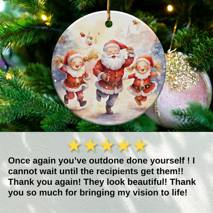 Santa and Kids Christmas Tree Ornament product