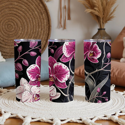 Pink Floral Orchids Print Design Tumbler Collection
