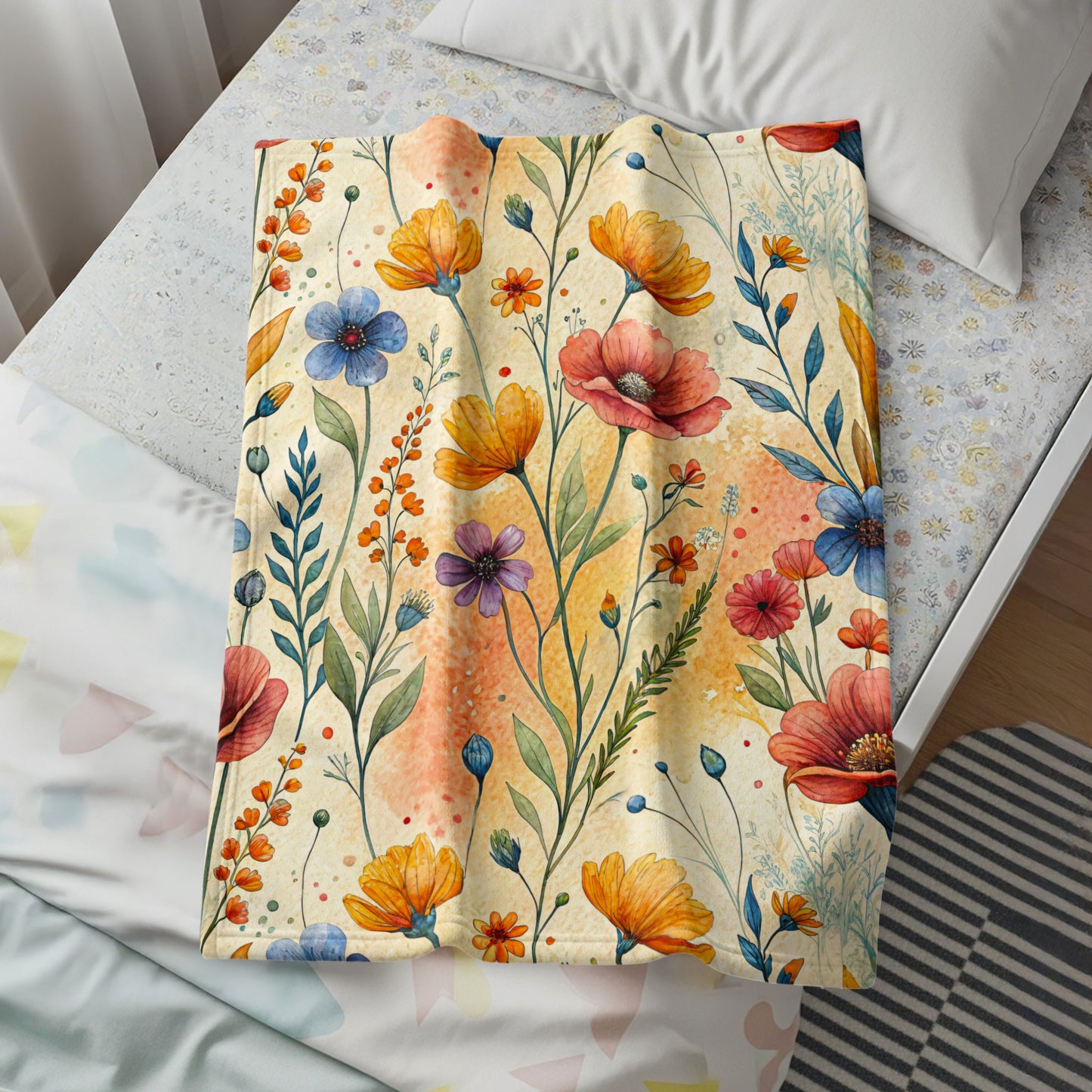 Colorful Watercolor Flowers Botanical Pattern Design - Walk Greener