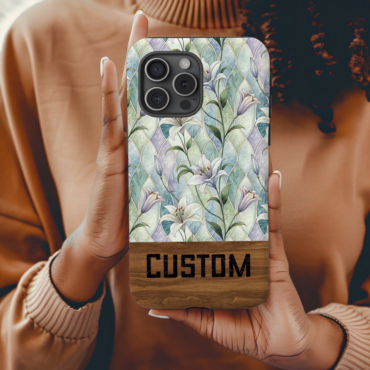 Custom Floral Pattern Phone Case with Lily Design