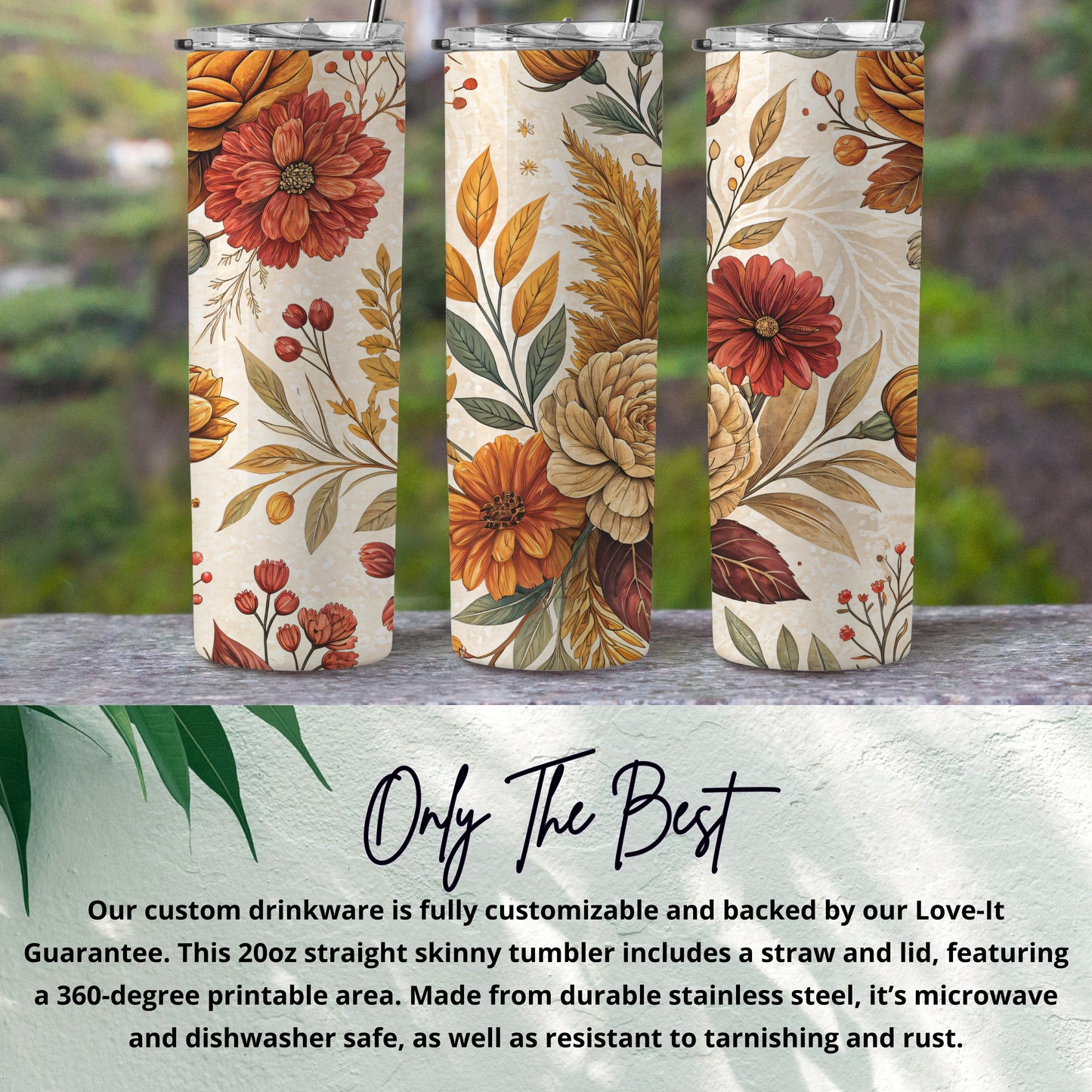 Autumn Floral Design 20oz Skinny Tumbler Drinkware