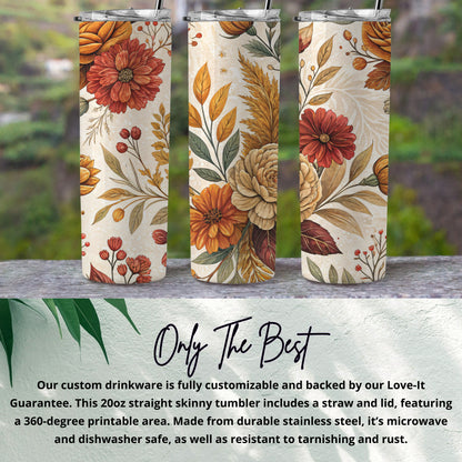 Autumn Floral Design 20oz Skinny Tumbler Drinkware