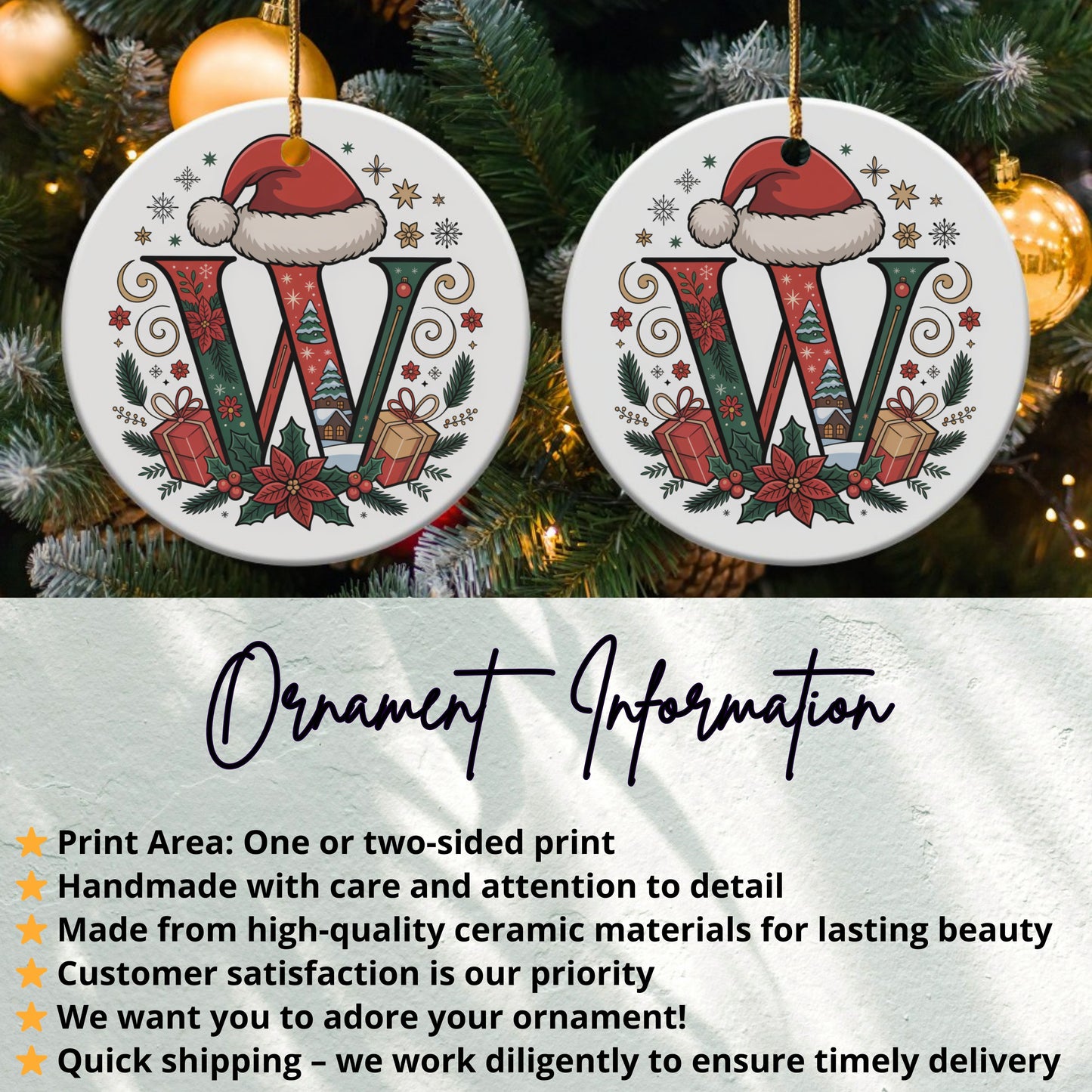 Holiday Santa Hat and Gift Merry Christmas Ornament product