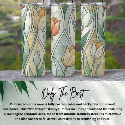 Elegant Tulip Mosaic Design for Your Unique Style 20 oz Skinny Tumbler - Walk Greener