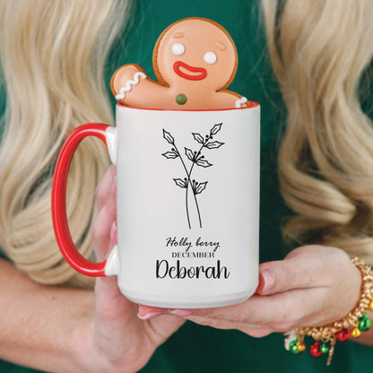 Personalized Holly Berry December Deborah Coffee Mug