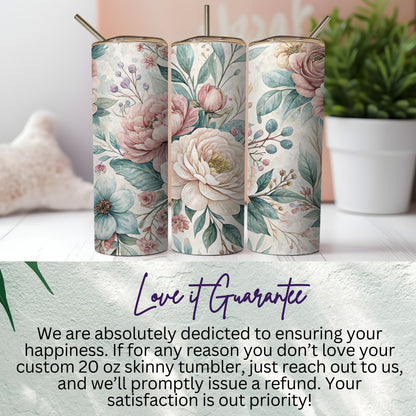Watercolor Floral Delightful Delicate Design 20 oz Skinny Tumbler - Walk Greener