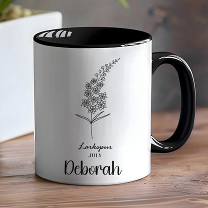 Personalized Larkspur July Deborah Mug with Stylish Design