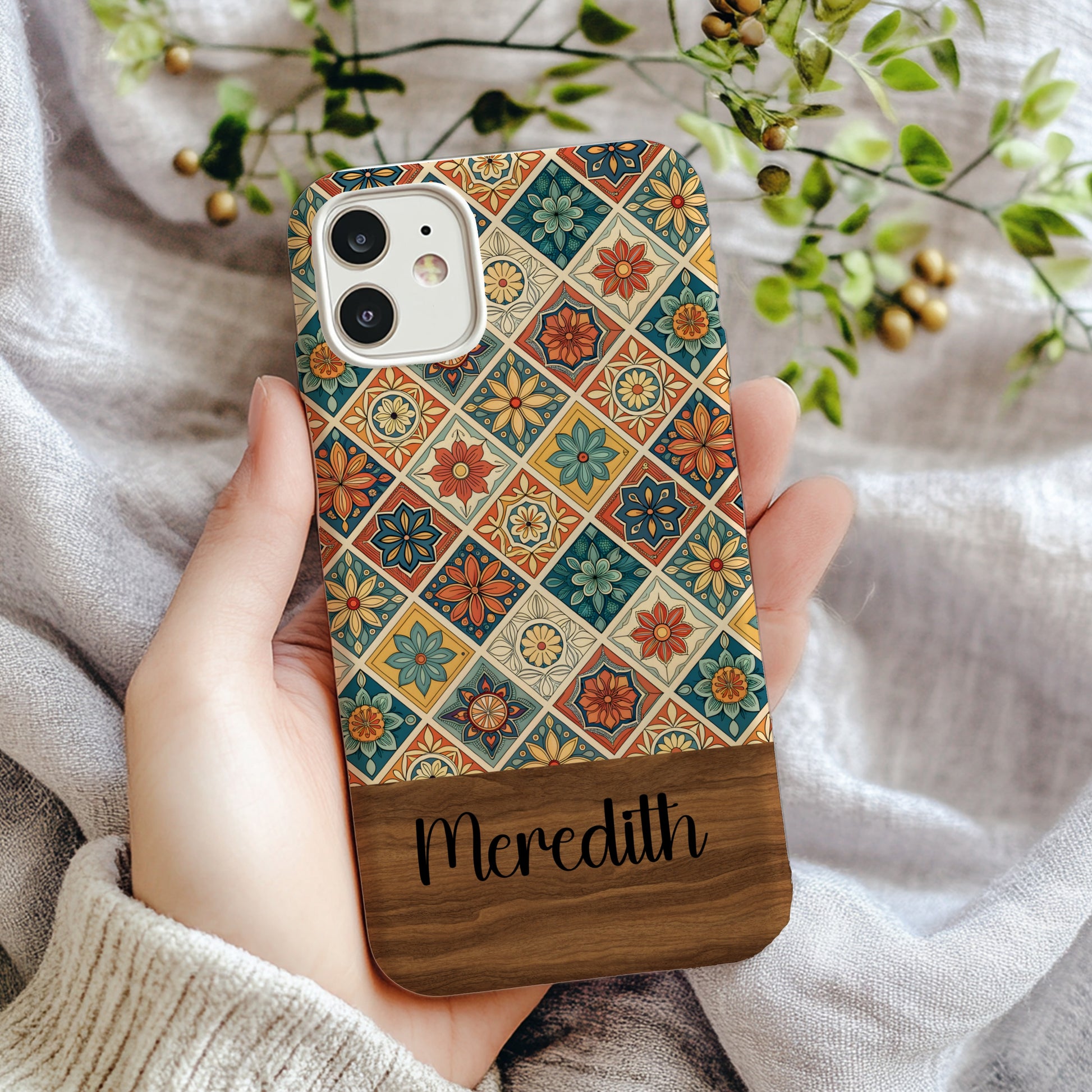 Floral Geometric Pattern Customizable Phone Case