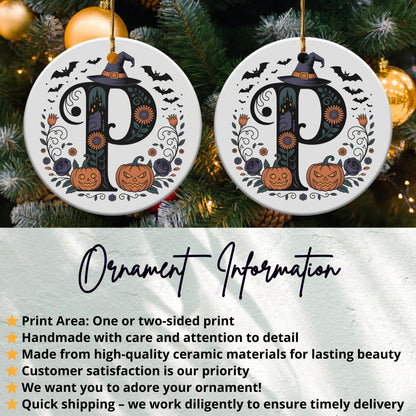 Halloween Pumpkin Witch Initial Ornament product type