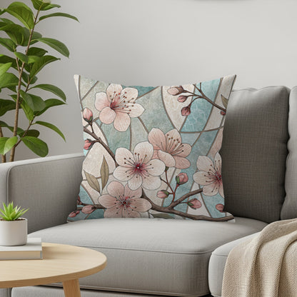 Stained Glass Floral Design Beautiful Blooms Throw Pillows - Walk Greener