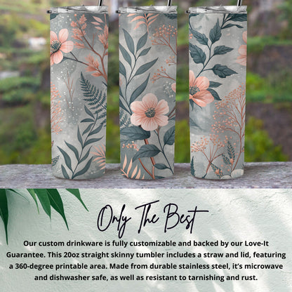 Floral Design Pattern on Gray Background Great Tumbler - Walk Greener