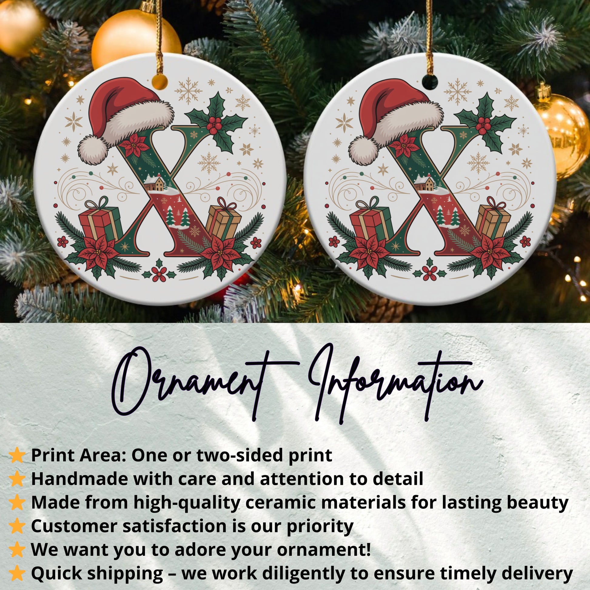 Christmas Holiday Santa Hat and Gifts Ornament product
