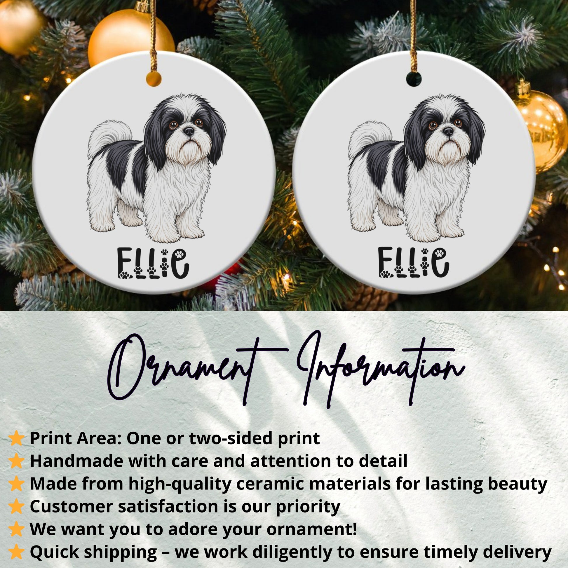 Adorable Shih Tzu Dog Christmas Ornament product