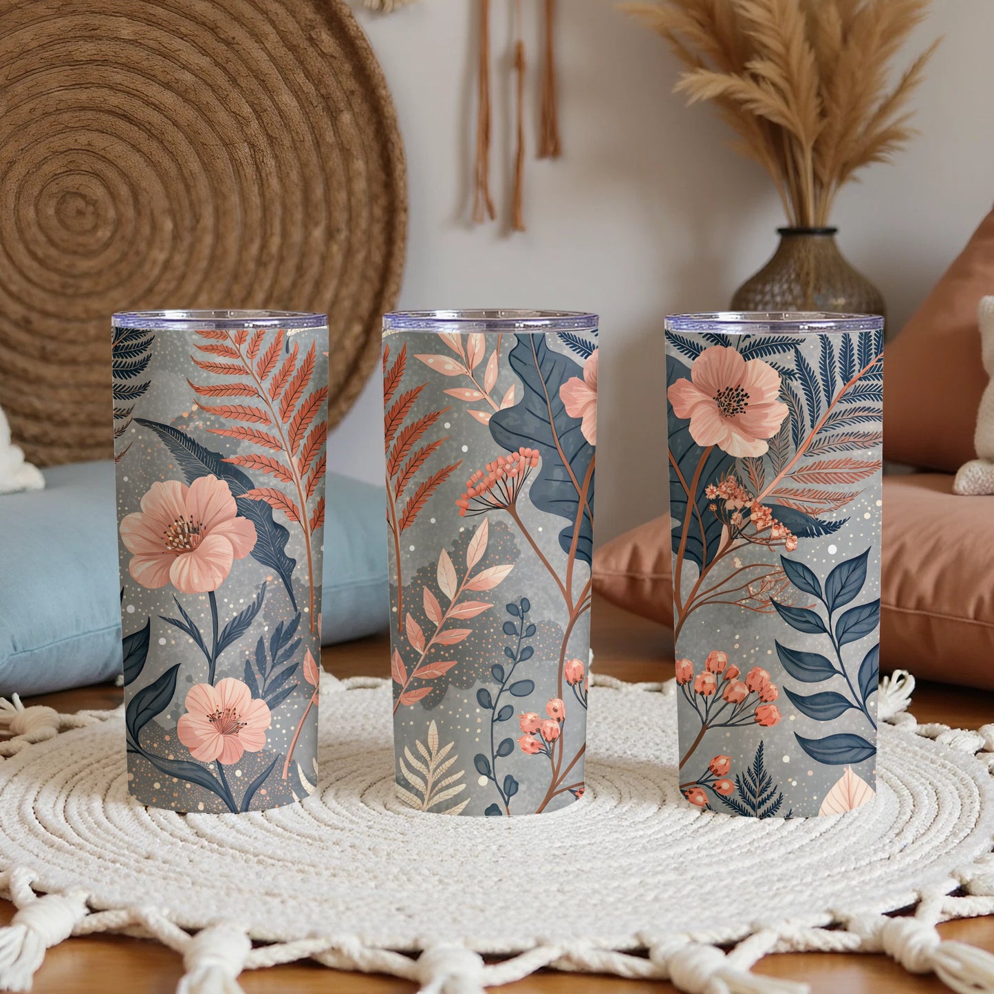 Serene Blooms and Botanical Delight Artistic Tumbler - Walk Greener