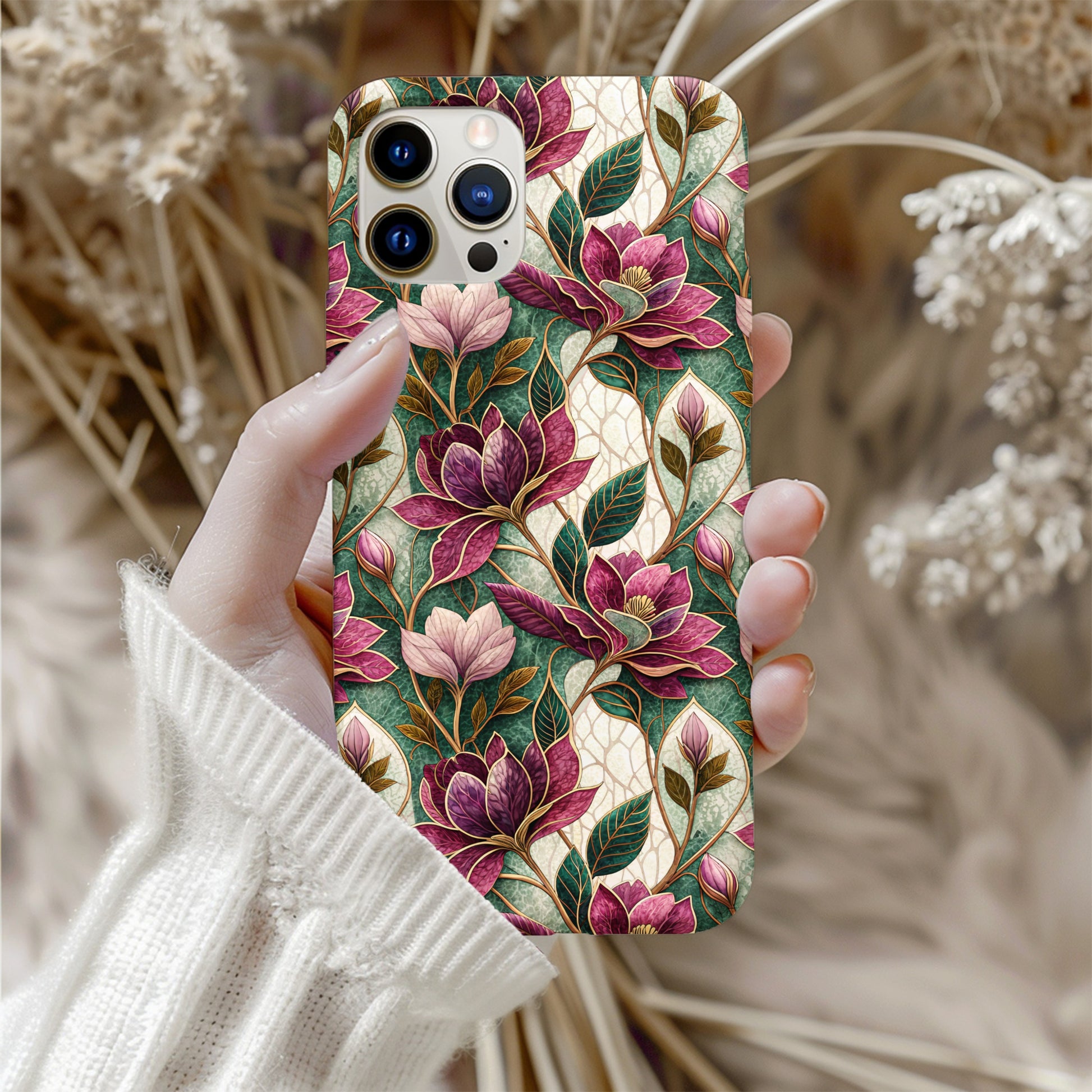 Vibrant Floral Pattern Phone Case with Nature Theme