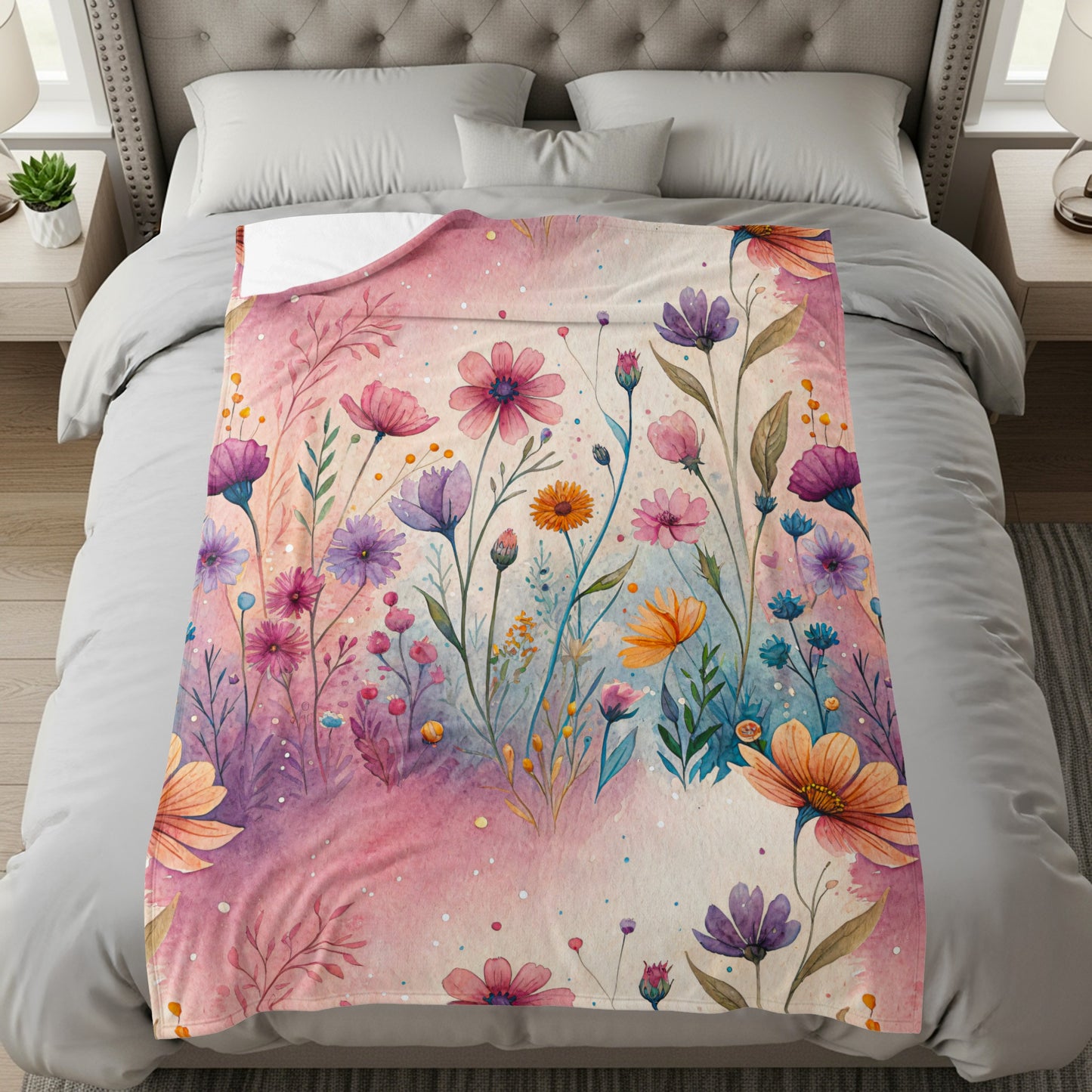 Watercolor Floral Garden Scene Artistic Design - Walk Greener