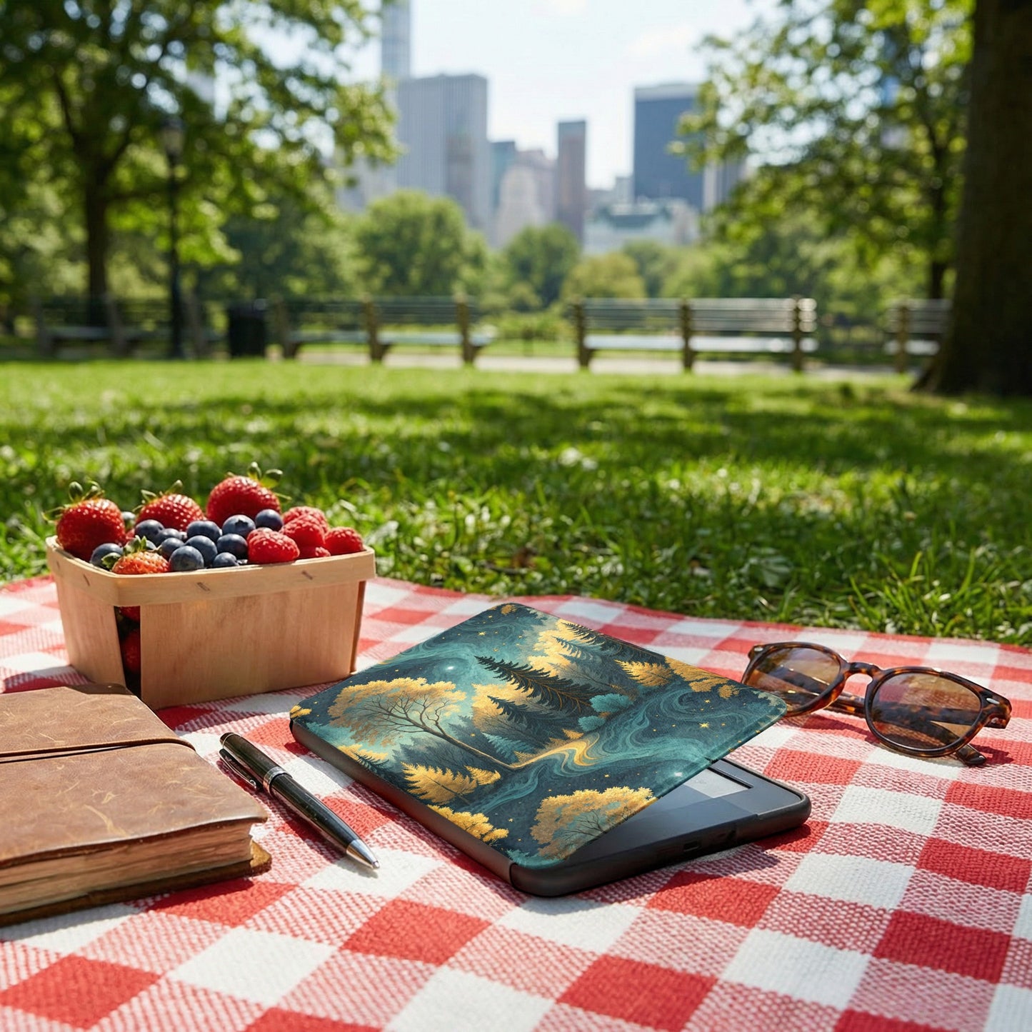 Vibrant City Park Picnic Scenery Tablet Case