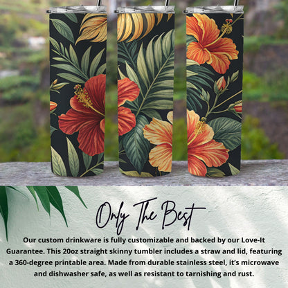 Vibrant Tropical Floral Design Skinny Tumbler