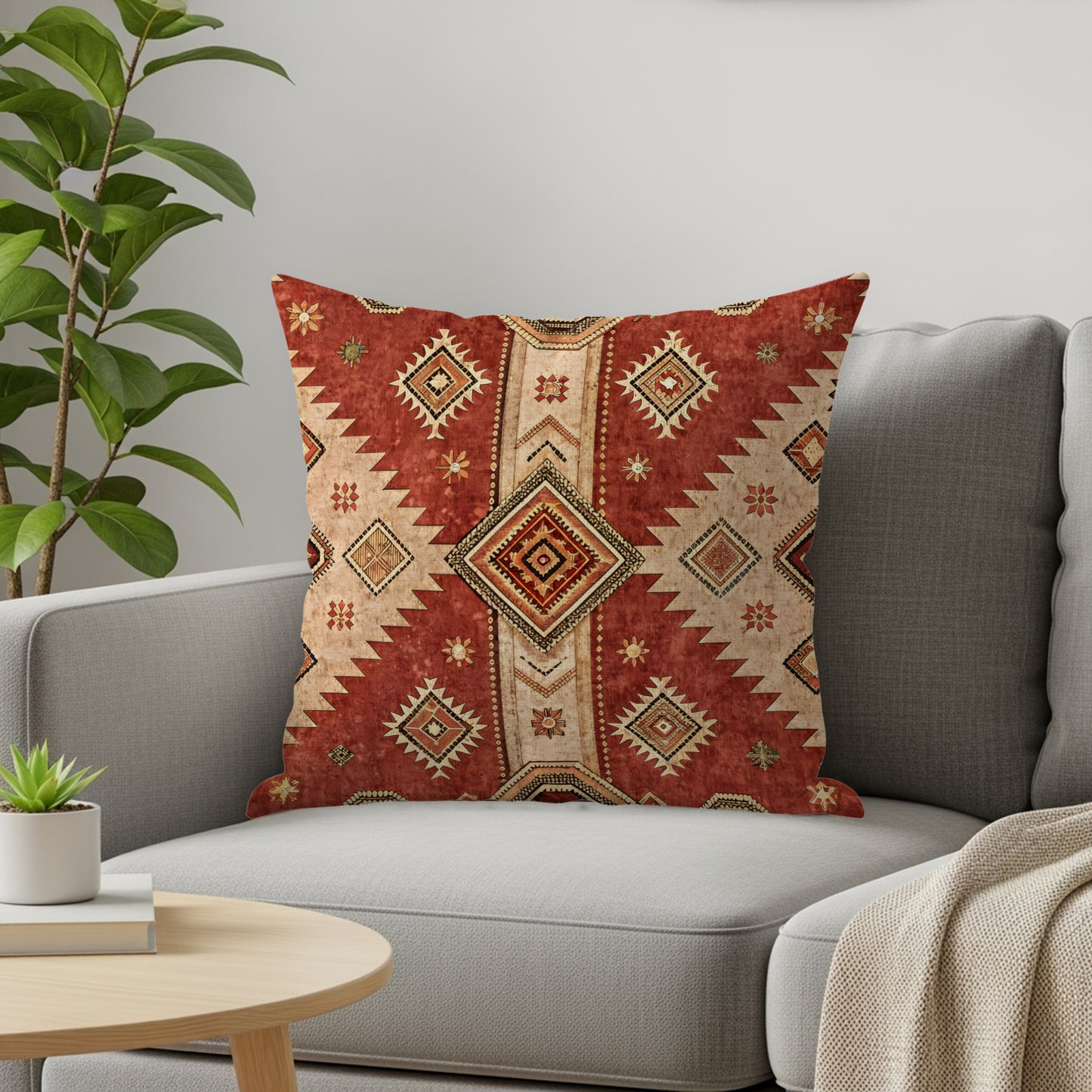 Ethnic Geometric Pattern Square Pillow for Home Decor