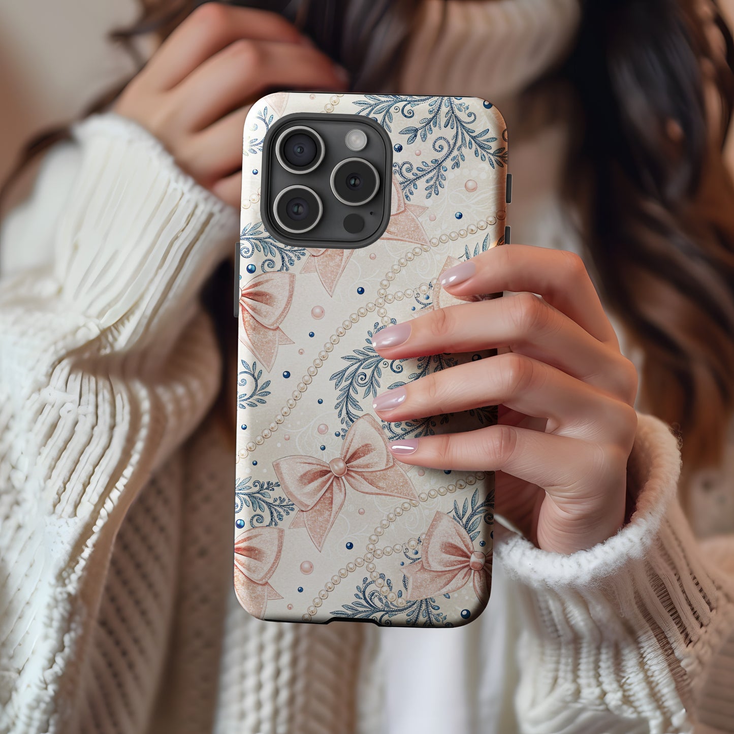 Elegant Floral and Bow Design Phone Case for Women