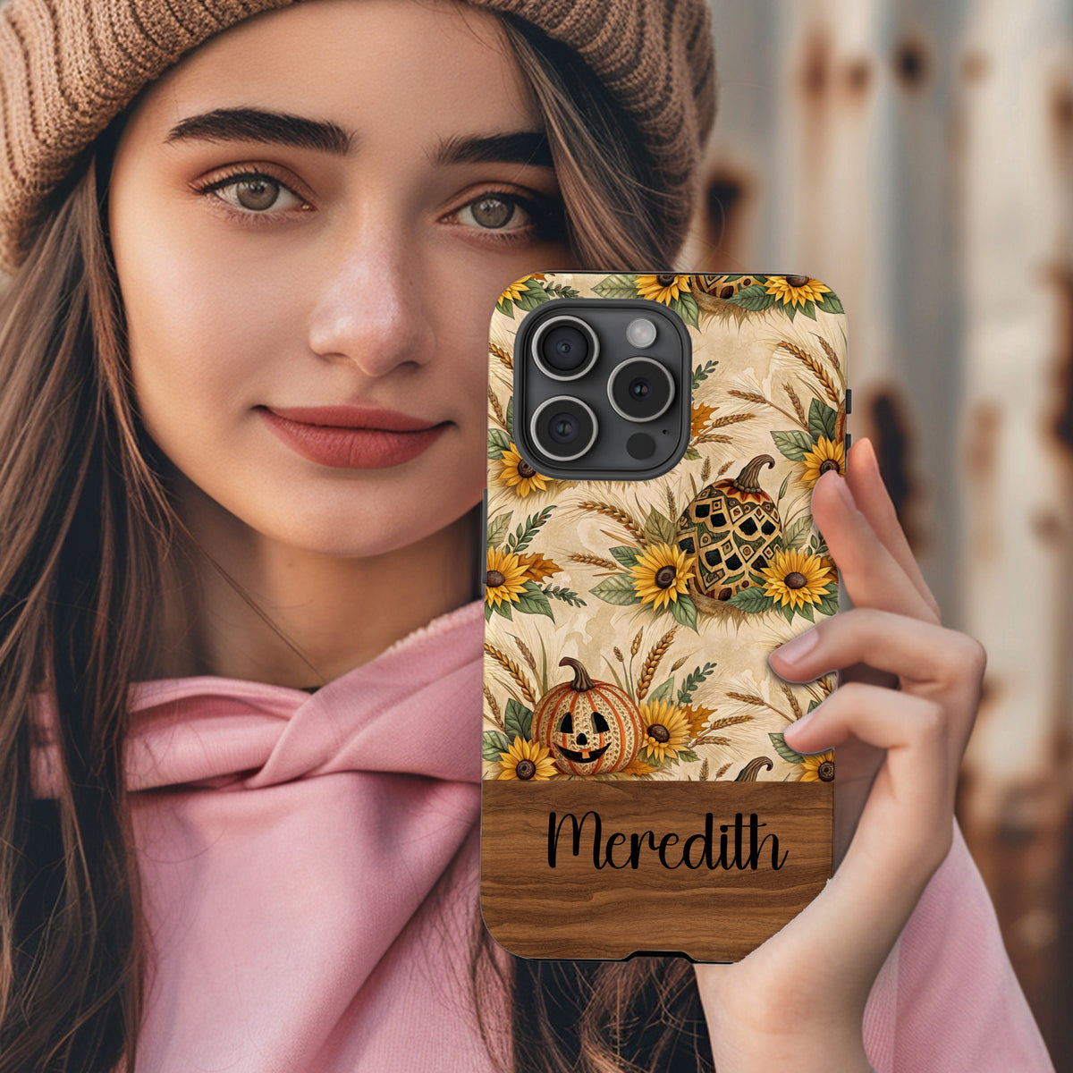 Custom Pumpkin and Sunflower Design Phone Case