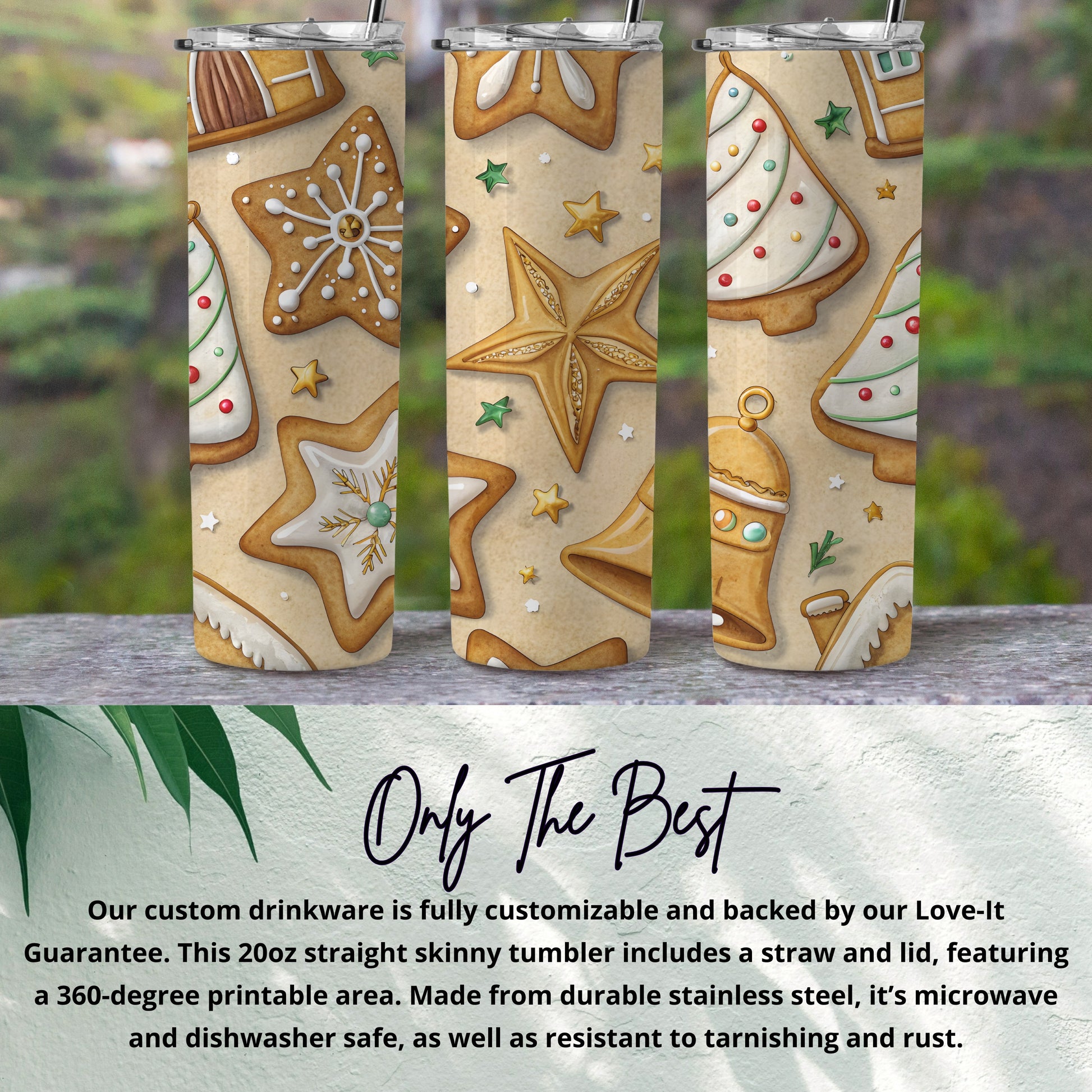 Festive Christmas Cookie Design Skinny Tumbler 20oz
