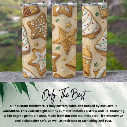 Festive Christmas Cookie Design Skinny Tumbler 20oz