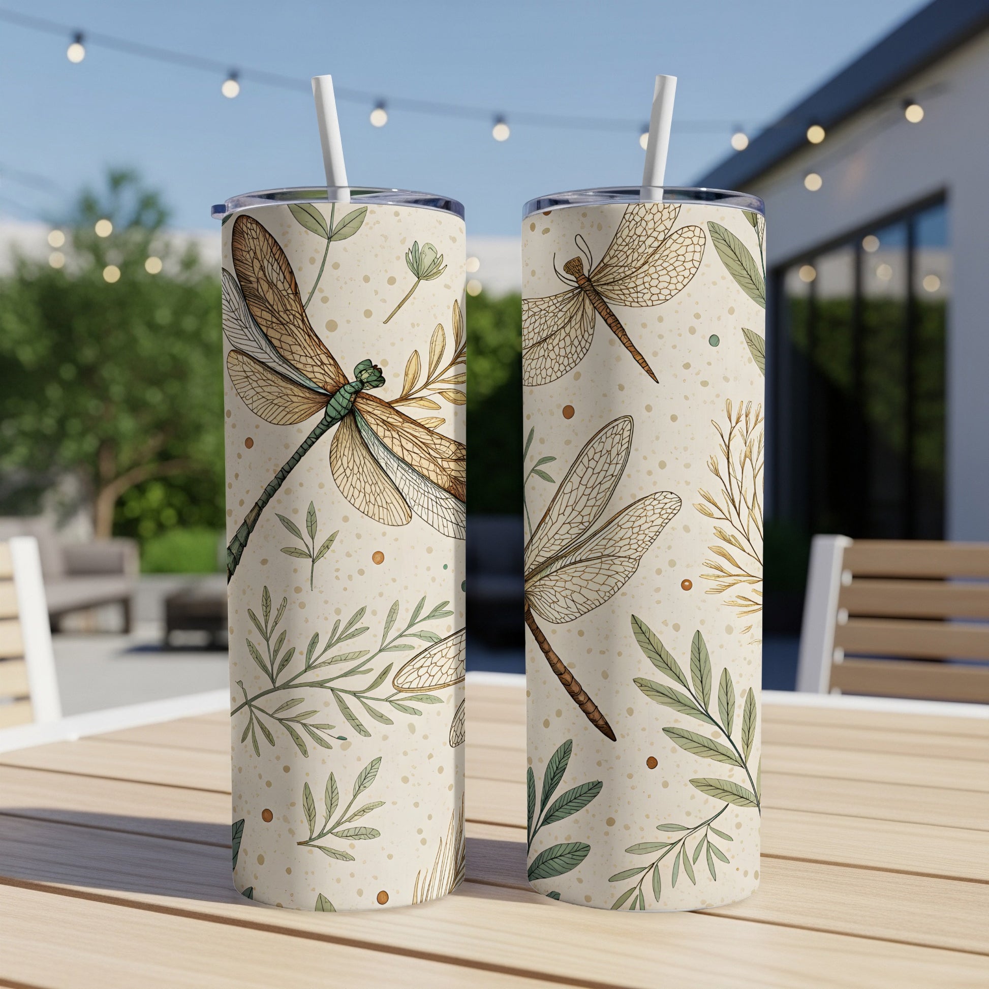 Dragonfly Meadow Watercolor Nature Design Seamless Tumbler - Walk Greener