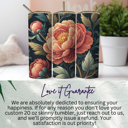 Floral Design Custom 20 oz Skinny Tumbler