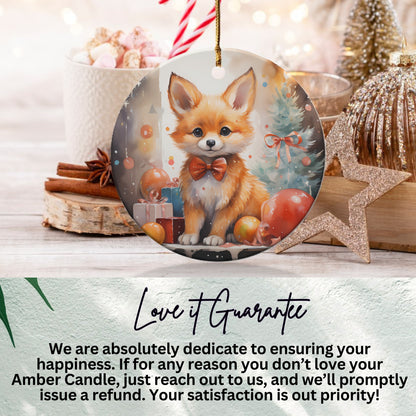 Cute Fox in Holiday Setting Hanging Ornament product
