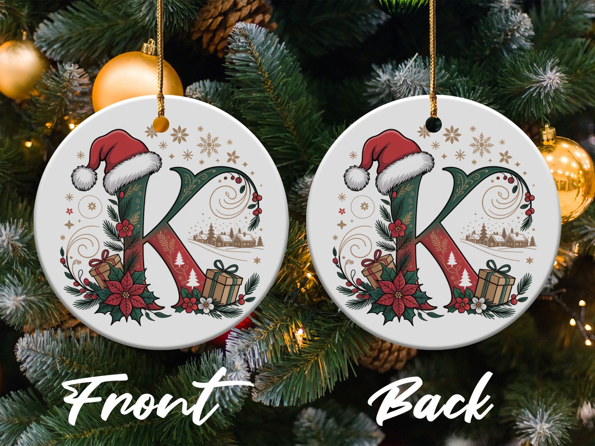 Festive Initial K Christmas Ornament Decoration product