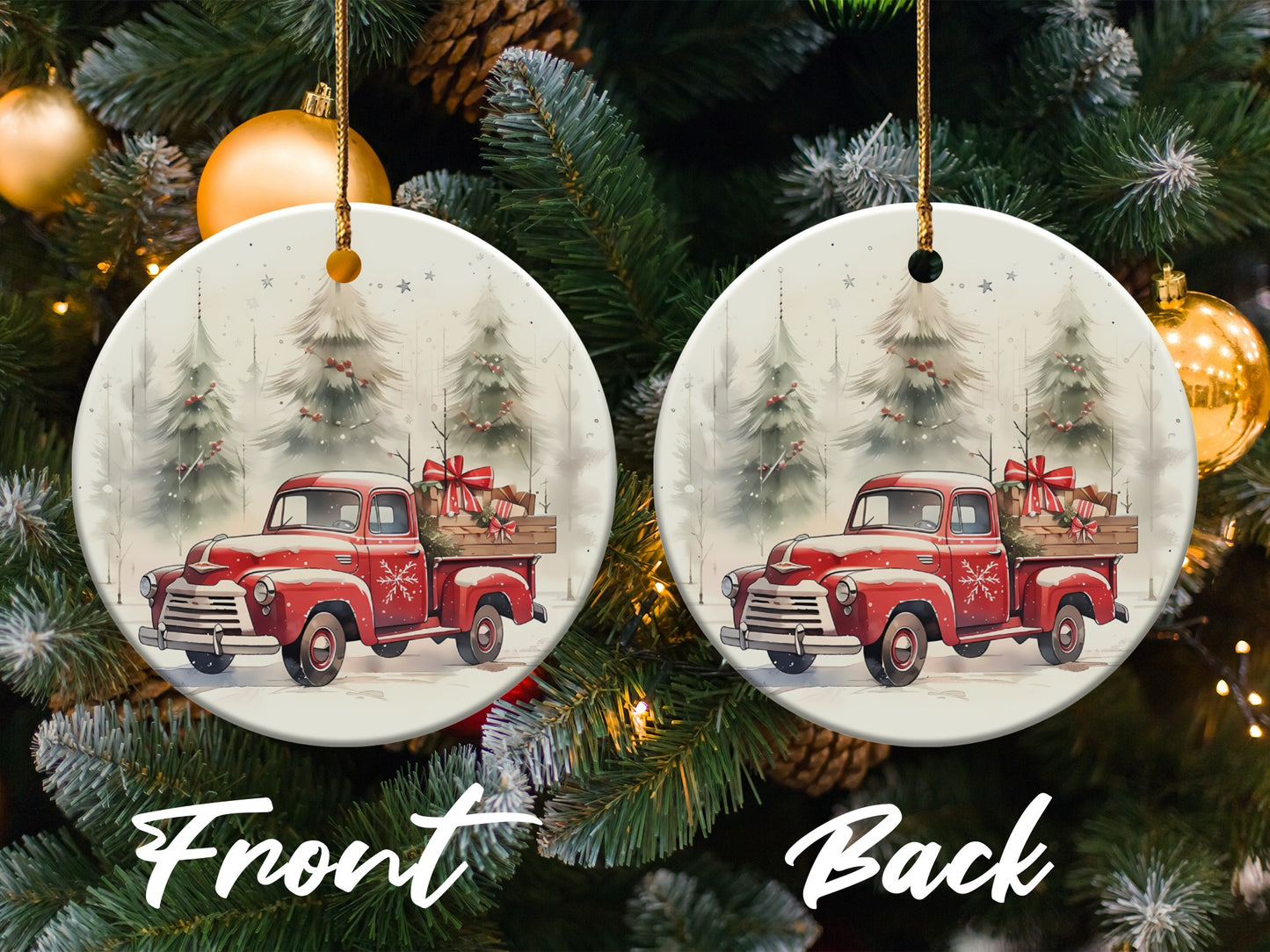 Vintage Red Truck Christmas Tree Ornament product type