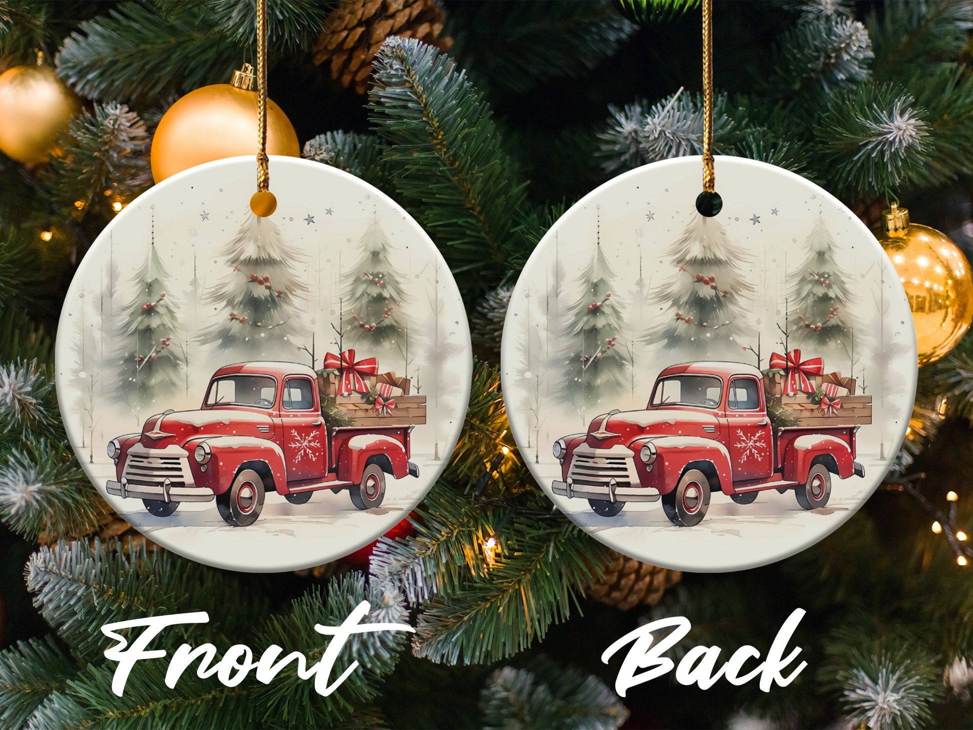 Vintage Red Truck Christmas Tree Ornament product type