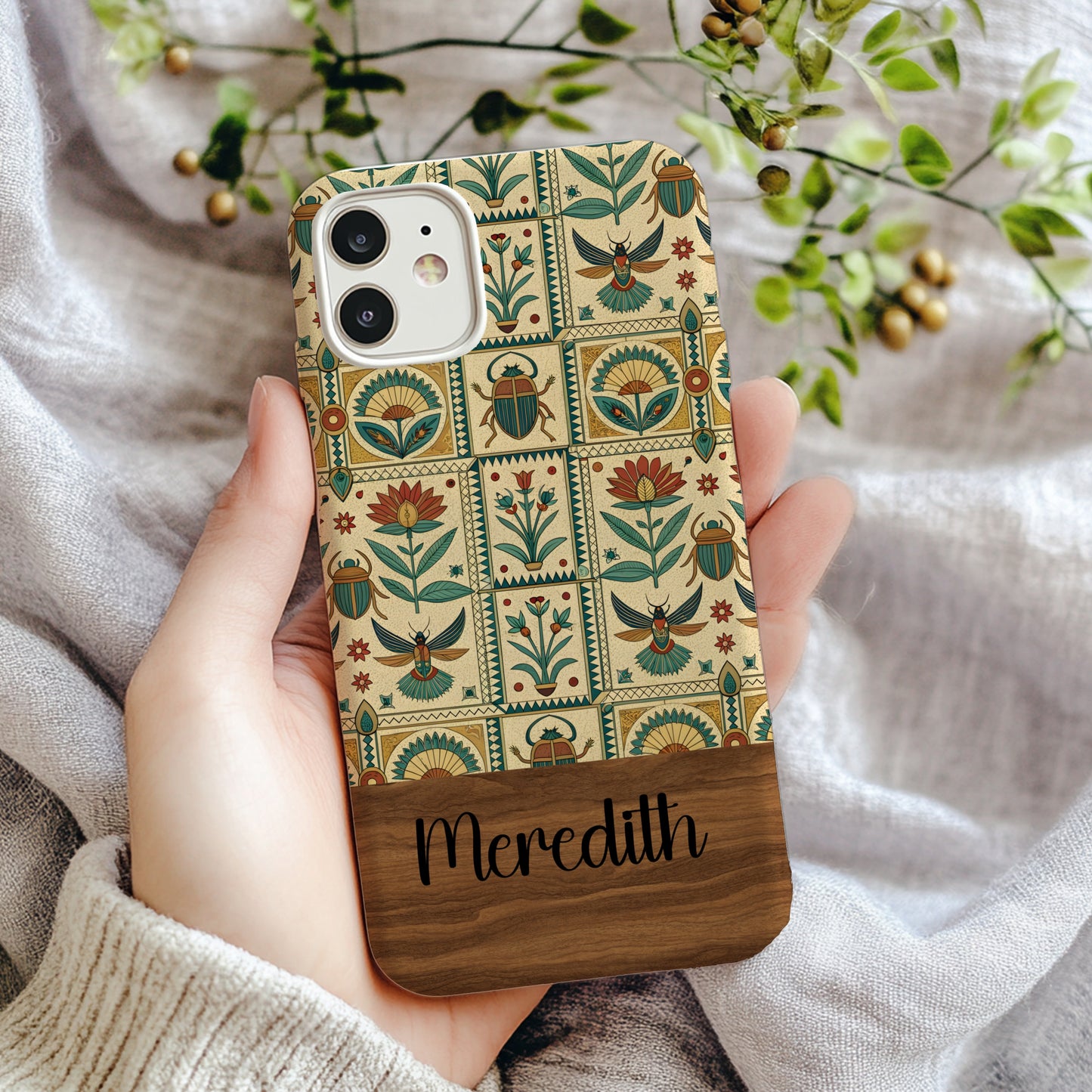 Custom Name Floral Phone Case with Traditional Patterns