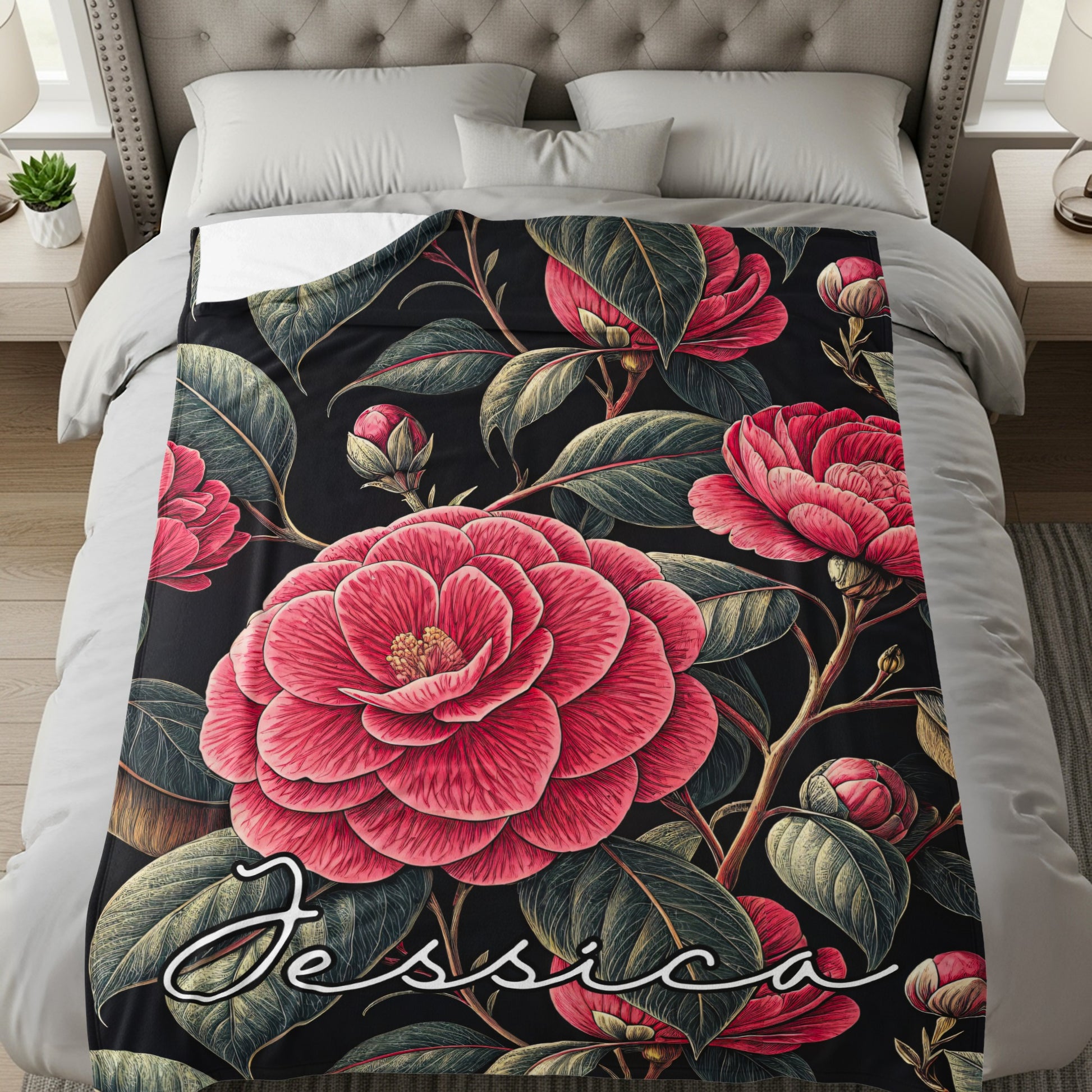 Personalized Floral Jessica Bedding Blanket