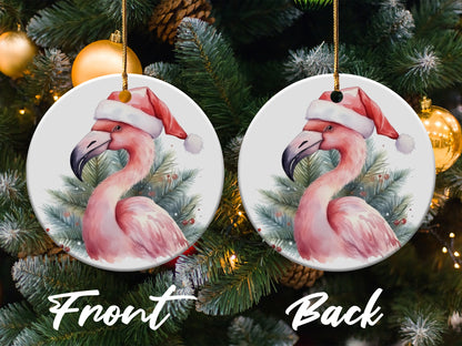 Festive Flamingo with Christmas Hat Ornament product