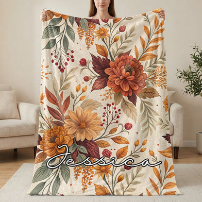 Personalized Floral Blanket with Name Jessica