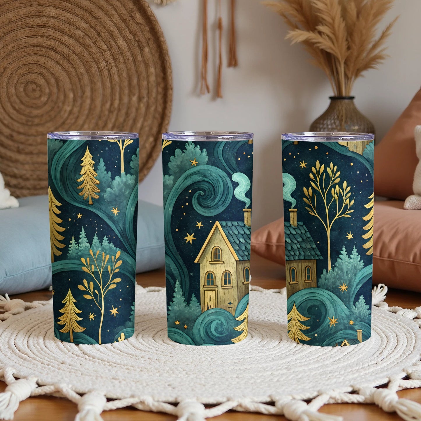 Enchanting Forest House and Trees Design Tumbler