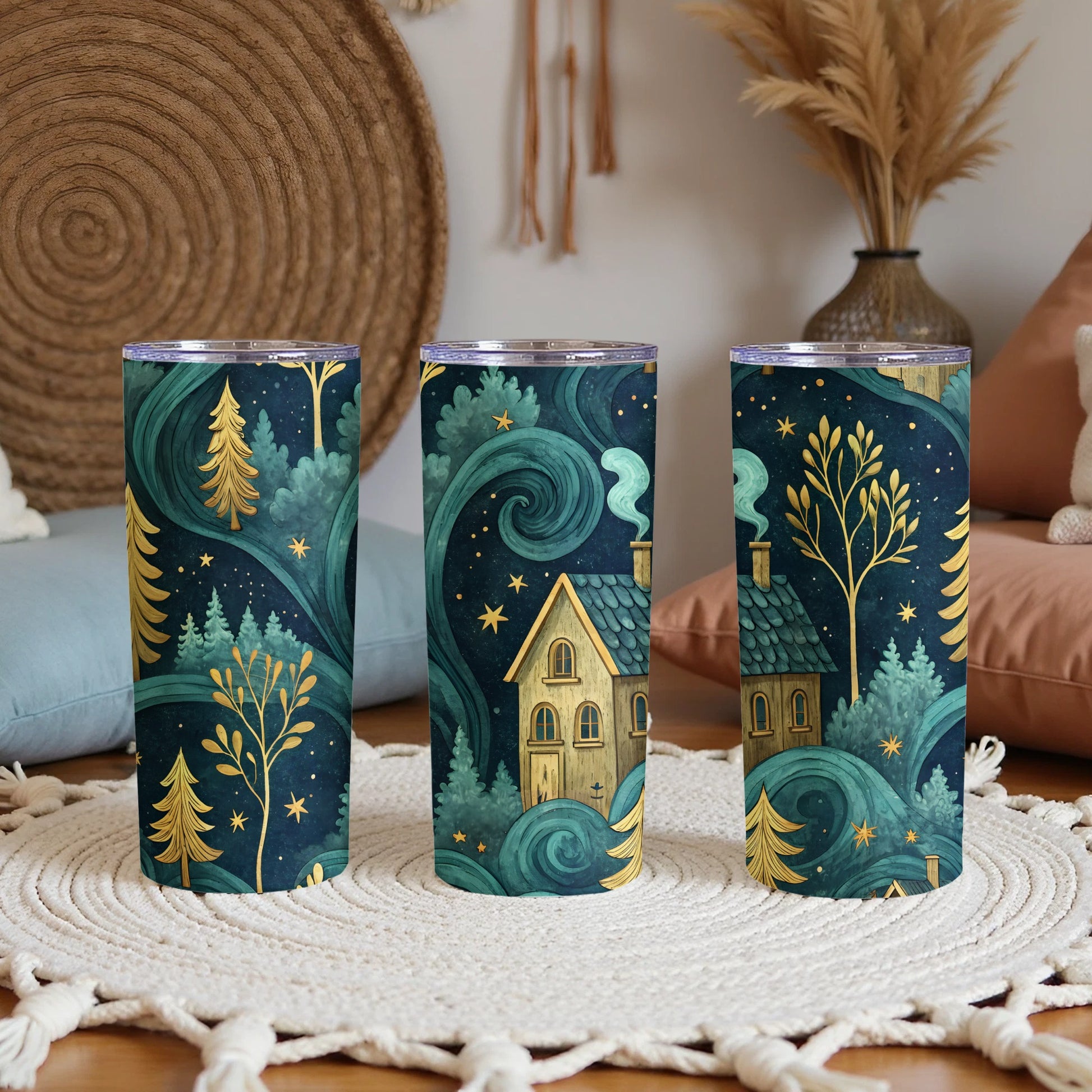 Enchanting Forest House and Trees Design Tumbler