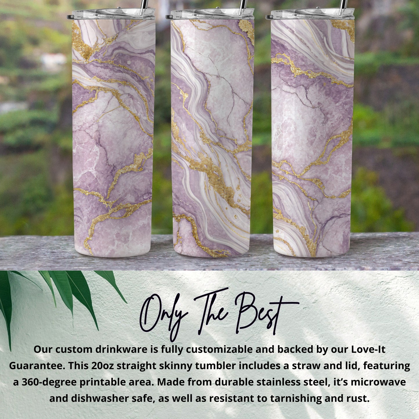 Marble Design 20oz Straight Skinny Tumbler Tumbler