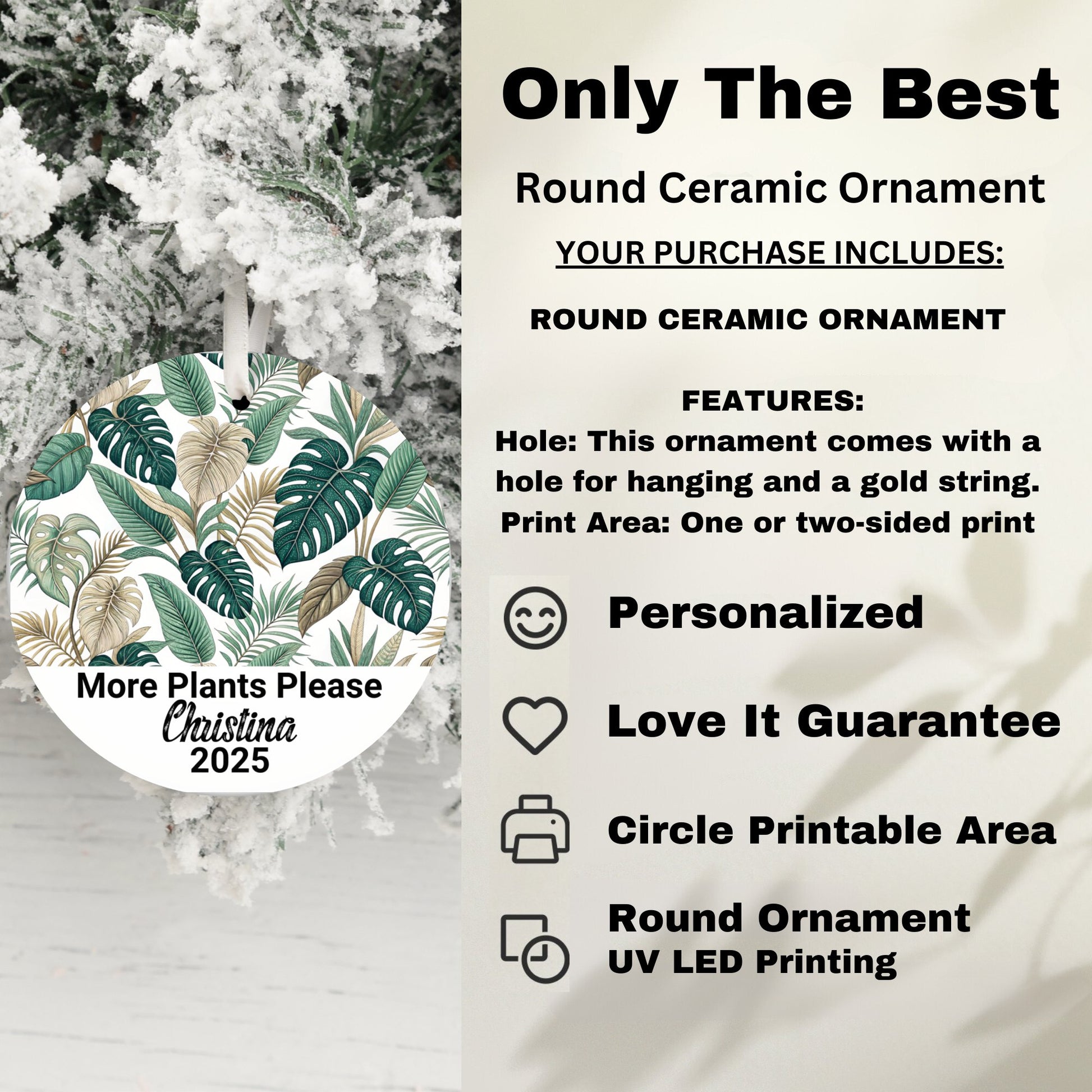 Personalized Round Ceramic Ornament Holiday Product