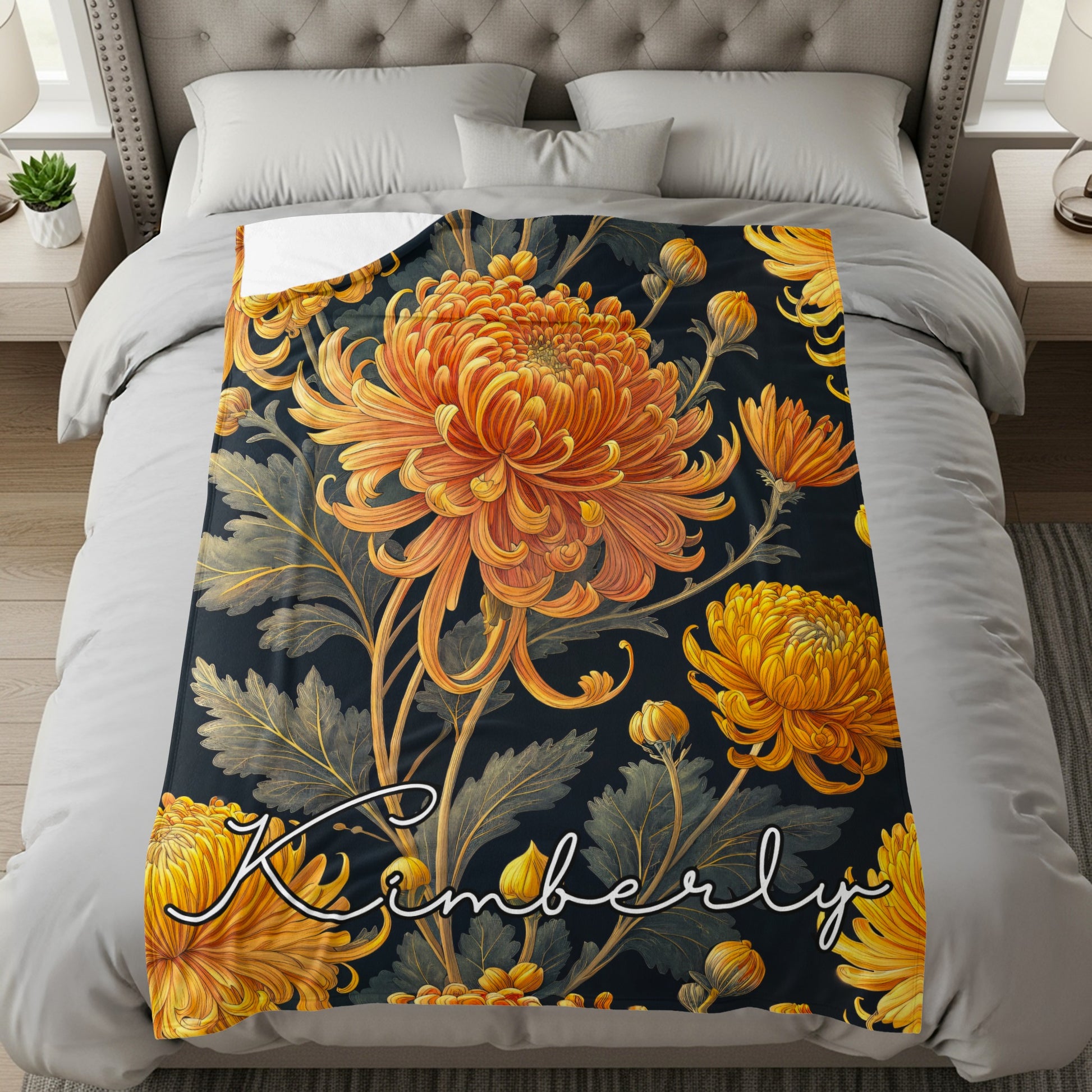 Personalized Floral Design Custom Bedding Blanket