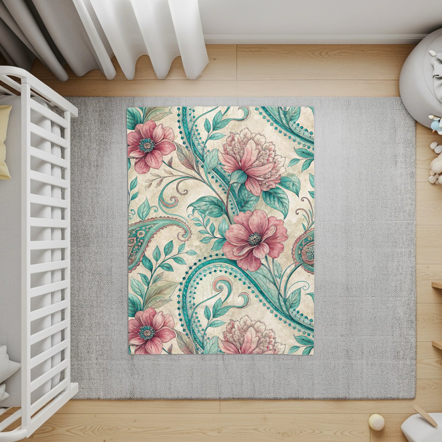 Elegant Floral Paisleys and Blooms Artistic Velveteen Plush Blankets - Walk Greener