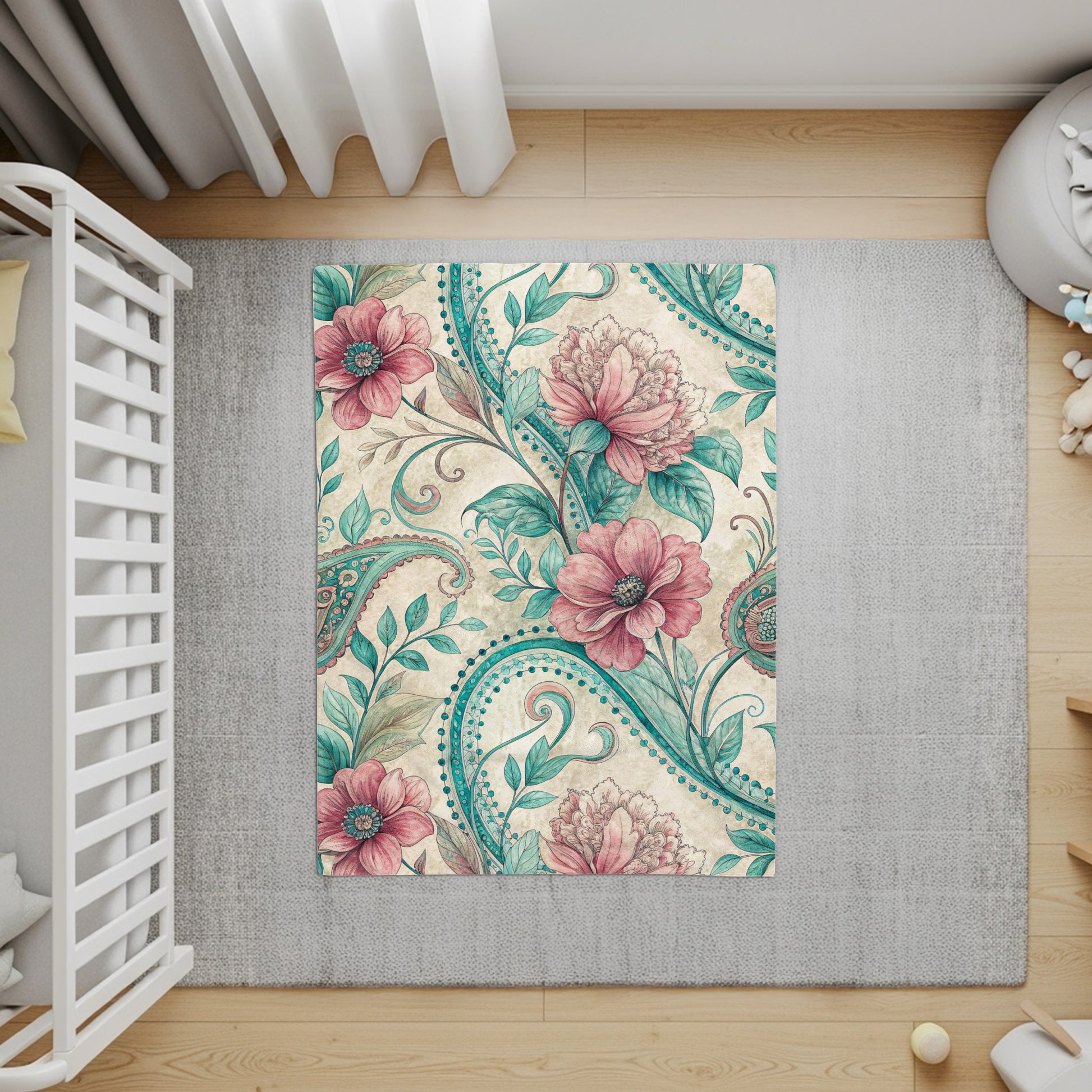 Elegant Floral Paisleys and Blooms Artistic Velveteen Plush Blankets - Walk Greener
