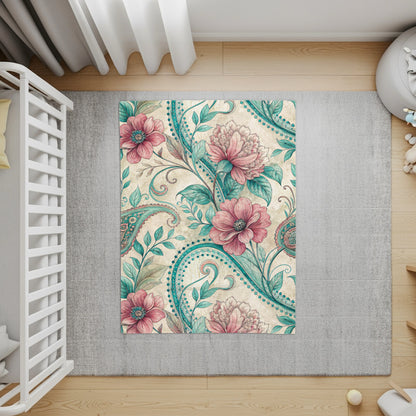 Elegant Floral Paisleys and Blooms Artistic Velveteen Plush Blankets - Walk Greener