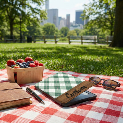 Custom Green Checkered Tablet Case Perfect for Outdoors