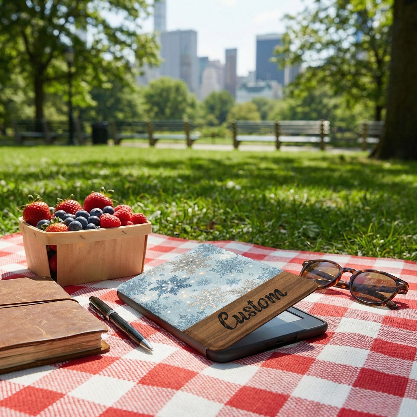 Custom Tablet Case with Snowflake Design for Picnic Days